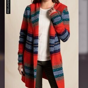 Toad&Co Vibrant heartfelt hoodie striped Hooded Cardigan wool sweater
